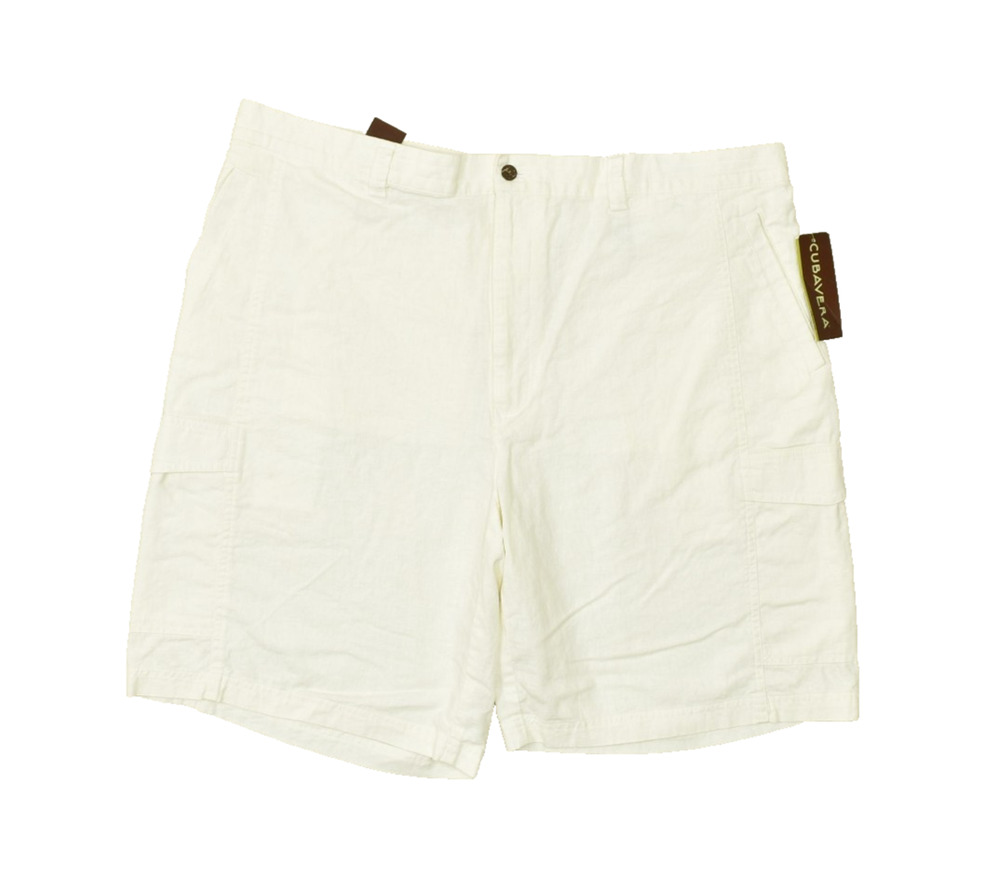 NWT Cubavera Men's Regular Size 42 White Linen Blend Bermuda Shorts Zip